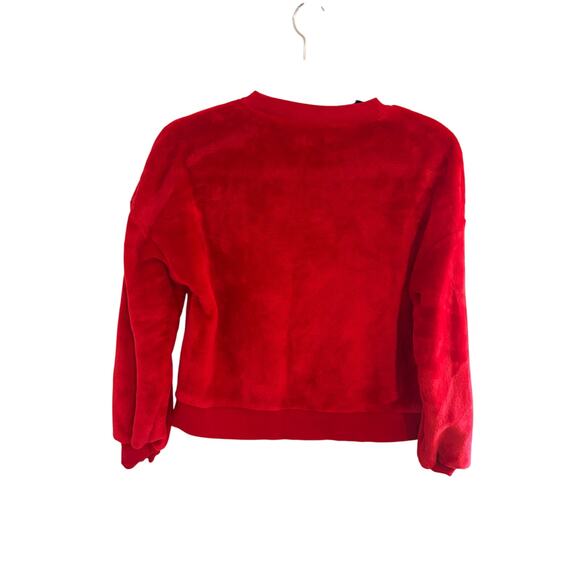 Wonder Nation Girls XL Red Velour Pullover Sweatshirt Holiday Crewneck Xmas - Picture 2 of 4